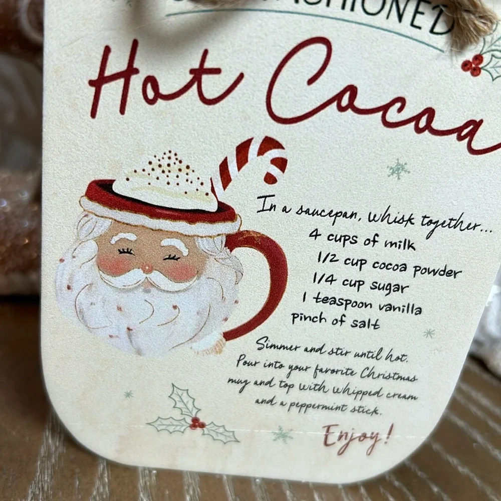 NEW! Christmas Holiday Farmhouse Old Fashioned Hot Cocoa Mason Jar Wood Sign